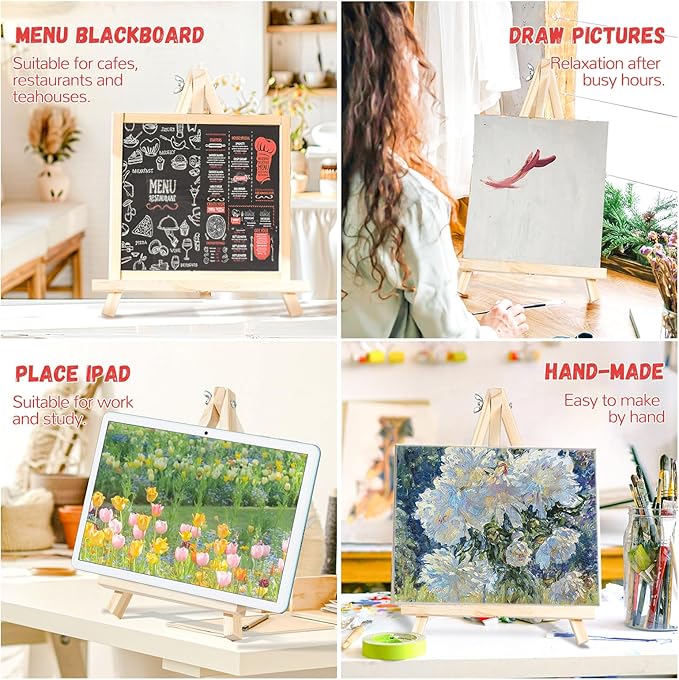 Zhithink 10 Pack Wood Easels Stand for Painting Canvas 11.8 Inch, Tripod Art Tabletop Easels for Kids Student, Photo Picture Sign Holder