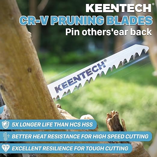 KEENTECH CR-V Sawzall Pruning Blades, 12 Inch 5TPI, with Fleam Ground Teeth for Tree Branch Root Wood, PVC Pipe Cutting, Reciprocating Saw Blade Fast Cutting for Professional, DIYer, Gardener, 10 Pack