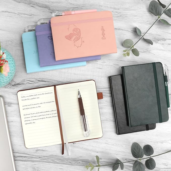 Pocket Small Notebook Journals, 8 Pack (Forest Green) Mini Notebook 3.7x5.7 Journaling Notebooks for Women Men, Hardcover Lined Note Pads with Pens for Work, Business, Travel Journal, Office Supplies