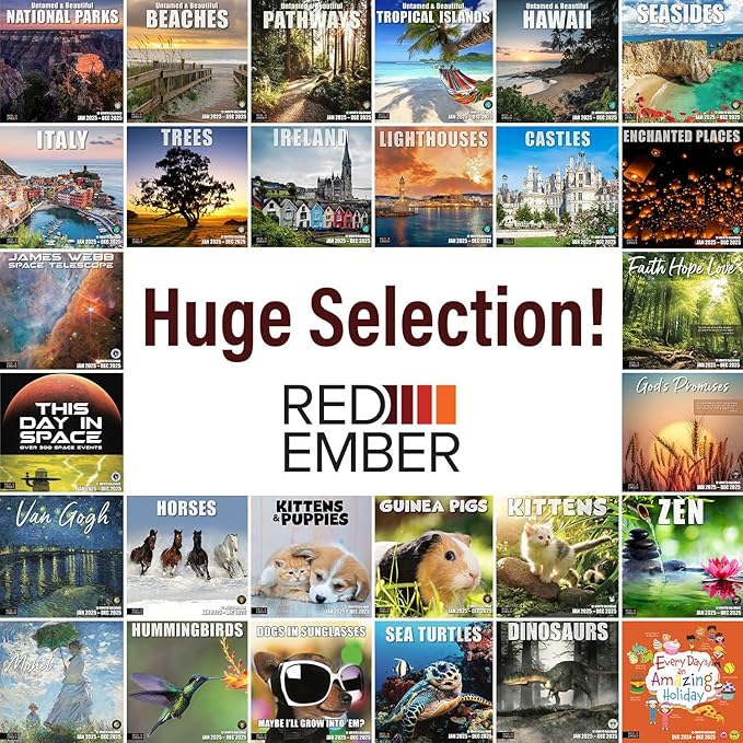 RED EMBER Wonders of Planet Earth Mini 2025 Wall Calendar 12 Month | 7" x 14" Open | Thick & Sturdy Paper | Giftable | Calendar 2025