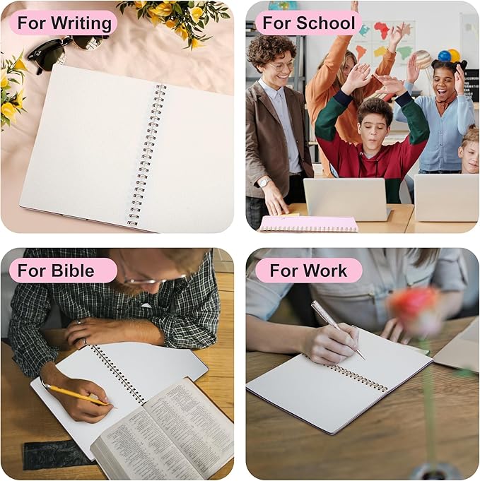 Yoment Bullet Dotted Journal Spiral Notebook 8.5 x 11 A4 Large Dot Grid Notebooks, 100 GSM Thick Dot Paper, Journaling Notebooks for Work School Sketching, A4 Pink