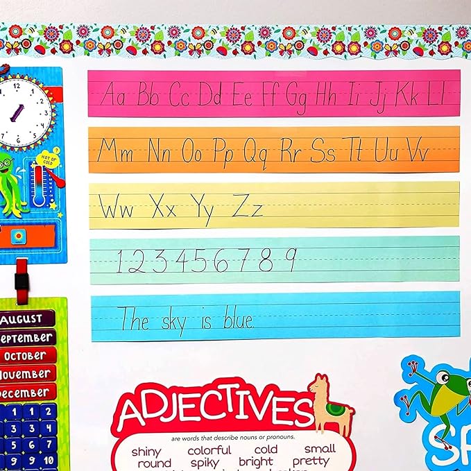 Juvale Colored Sentence Strips for Teacher Supplies, Classroom, Lined Paper Borders for Writing Words (5 Colors, 3 x 24 Inch) - 100 Pack