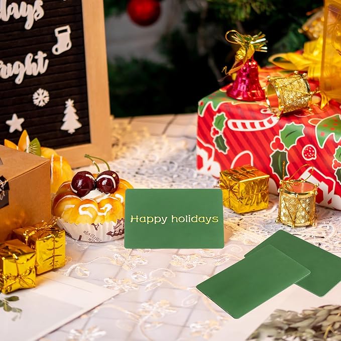 Thick Aluminum Metal Business Cards Anodized Aluminum 86 X 54 X 0.8mm 15 pcs Include Protector Sleeves (Deep Forest Green)