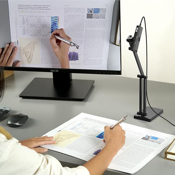 IPEVO Camera Stand with Magnetic Design for P2V Ultra and MP-8M Cameras Doubles as a Document Camera with The Multi-Jointed Stand, for presentations, Online Teaching, Recording, and Remote Monitoring