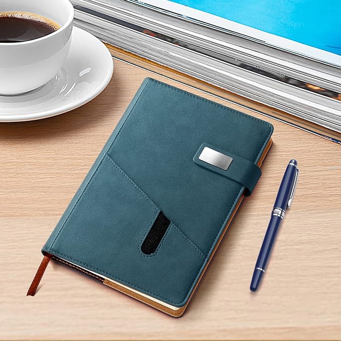 A5 Blank Journal Notebook, Refillable Hardcover Leather Sketchbook with Pocket and Magnetic Buckle, 240 Pages Thick Travel Sketchbooks for Drawing and Writing, 80gsm Unlined Journal for Men and Women