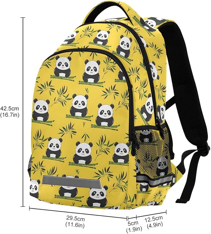 MNSRUU Laptop Backpack with Chest Strap, Panda and Bamboo School Backpack, Travel Hiking Backpack for Boys Girls Teen Adult, Rucksack, Knapsack
