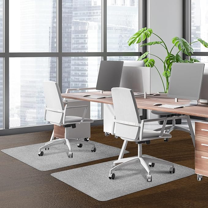 SHAREWIN Office Chair Mat for Hardwood/Tile Floor, 55"x35" Computer Gaming Chair Mat, Under Desk Low Pile Office Rug, Easy-Clean Floor Protector Mat, Light Grey