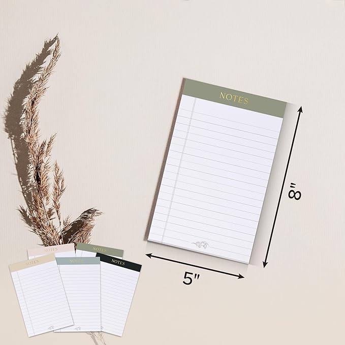 ZICOTO Aesthetic Note Pads Set Of 5 - Quality 5x8 inch Lined Legal Pads For Women Or Men - The Perfect Writing Notepads and Office Desk Supplies to Easily Organize Your To-Do Lists