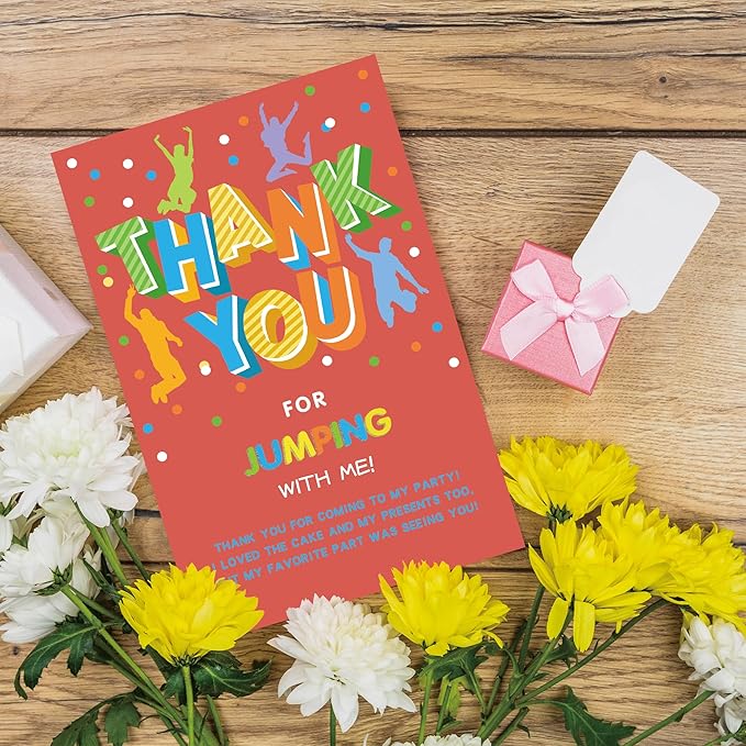 Jump Birthday party thank you card Trampoline Party Thank you note Bounce house party