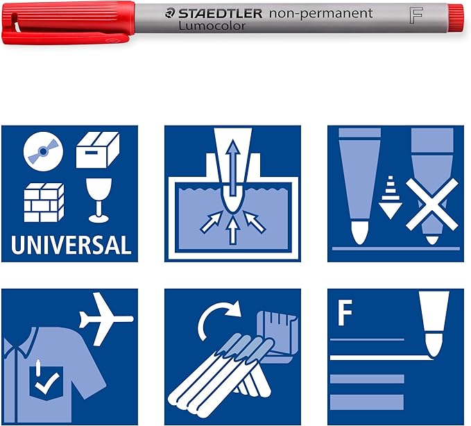 Staedtler Lumocolor Non-Permanent Fine Point Markers, 0.6mm F, Assorted, 4 Count (STD316WP4A6)