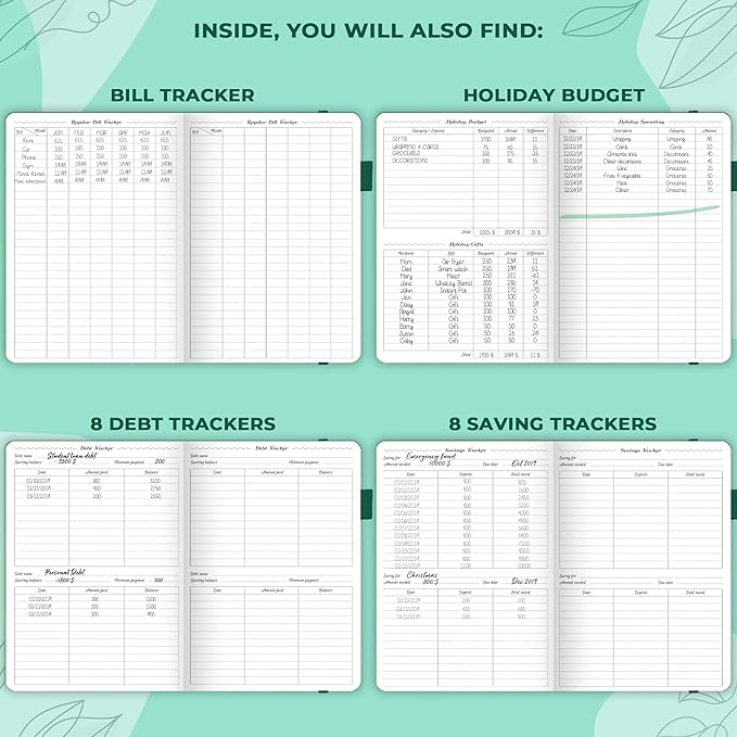GoGirl Budget Planner – Monthly Financial Planner Organizer Budget Book. Expense Tracker Notebook Journal to Control Money, Compact (Emerald)