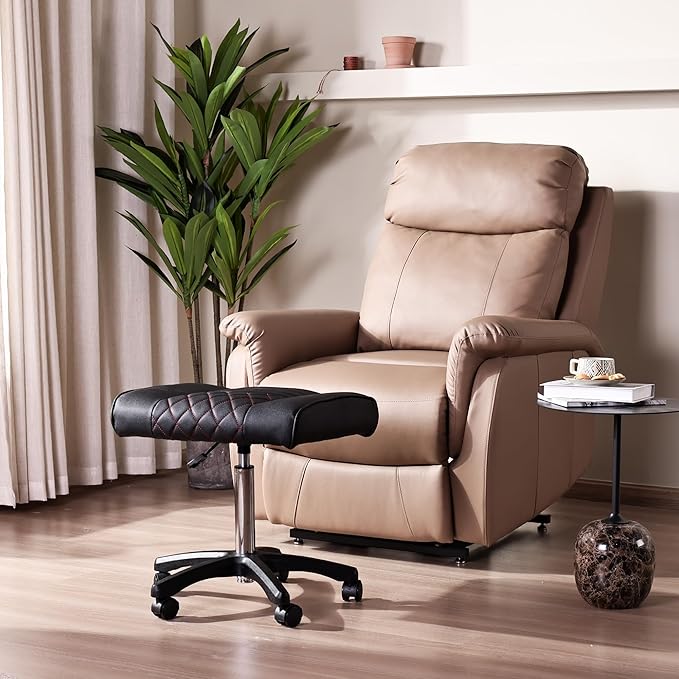 Frassie Footrest Stool Under Desk Mobile Gaming Foot Stool, Multi-use Height Adjustable Rolling Swivel Stool Heavy Duty Ergonomic Foot Stool with Wheels