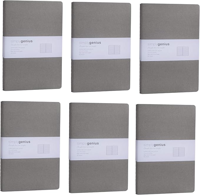 Simply Genius A5 Notebooks for Work, Travel, Business, School & More - College Ruled Notebook - Soft Cover Journal for Women & Men - Lined Note Books with 92 Pages, 5.5" x 8.3" (Gray, 30 Pack)