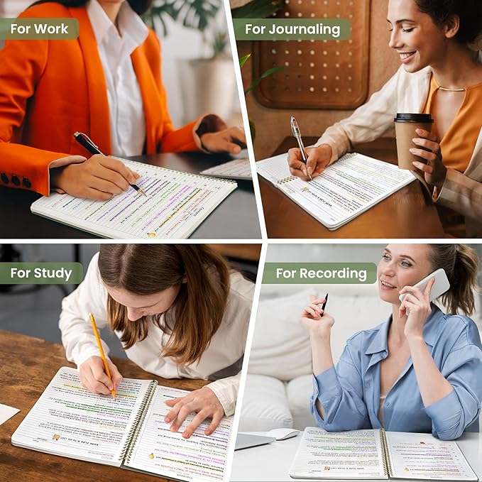 Taja Spiral Lined Notebook, 8.5"x11" Notebooks for Work, Large A4 Journal for Women & Men, College Ruled Journaling Notebook for Writing, Plastic Cover Spiral Journal, Green