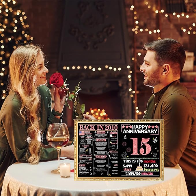 Joycard 15th Anniversary Card for Women, Crystal Wedding Card for Wife, Sweet Marriage Decorations Gifts for Couple, Perfect for Her on Anniversary Day, Back in 2010