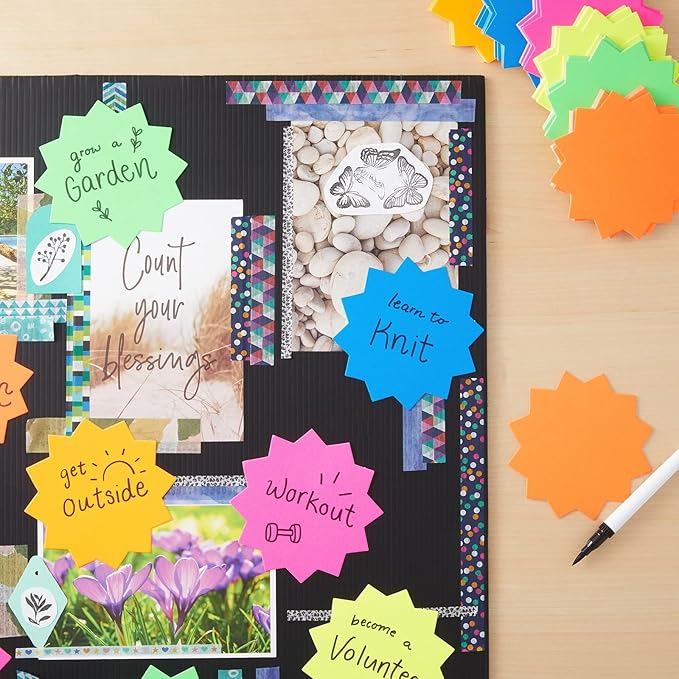 Juvale 120-Pack Bulletin Board Decorations, Blank Cutouts, Starburst Signs for Retail, Office Supplies, Sales, Poster Boards, Bulletin Cutouts, and Classroom Tags (6 Colors, 4x4 in)