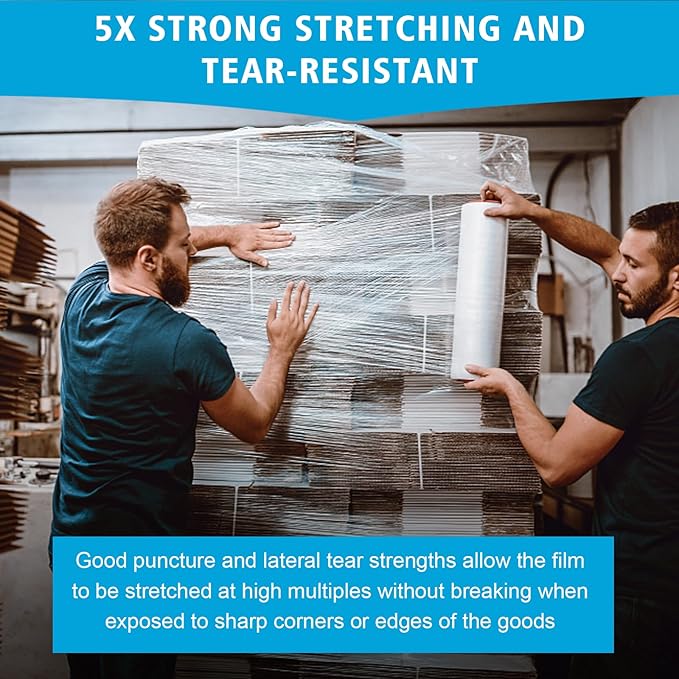 Stretch Film, 15 Inch x 1000 Feet Shrink Wrap for Pallet Wrap, Industrial Strength Stretch Wrap, Moving Wrapping Plastic Roll, 60 Gauge