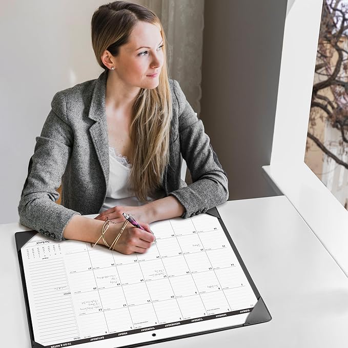 Nekmit Large Desk Calendar 2025 with Desk Protecting Pad, Runs From January 2025 - December 2025, Office Supplies 21" x 16 1/2" Desktop Calendar for Life Planning or Organizing
