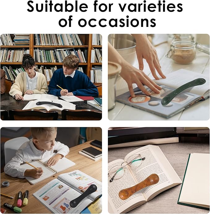 KINIVA Leather Weighted Bookmarks Book Weight Page Holder for Reading,Book Open Holder for Kids Adult,Gifts for Reader (01 Black)