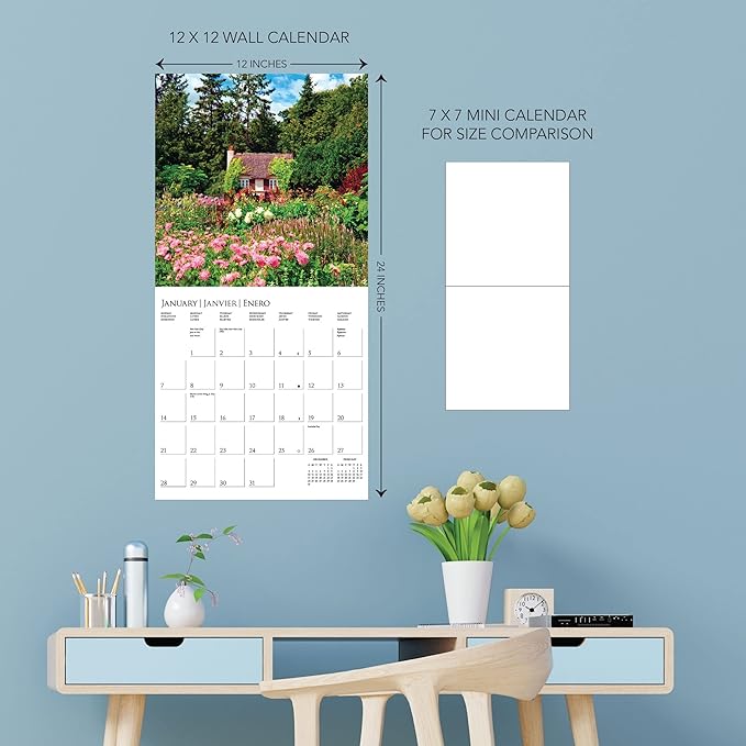 Graphique 2024 In the Garden Wall Calendar | 12” x 12” | Thick Paper | Home & Office Organizer | Large Monthly Grid | 3 Languages & Marked Holidays | 4 Month Preview Page for 2025