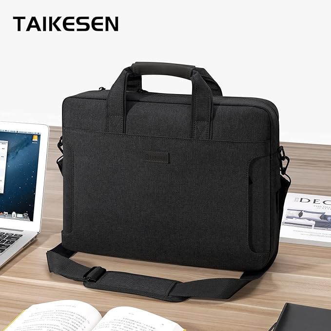 Laptop Shoulder Bag, 13-14-15-15.6-17.3 Inch Laptop/Tablet, Water-Repellent Fabric, Business for Men Women (17.3 inch, Black)
