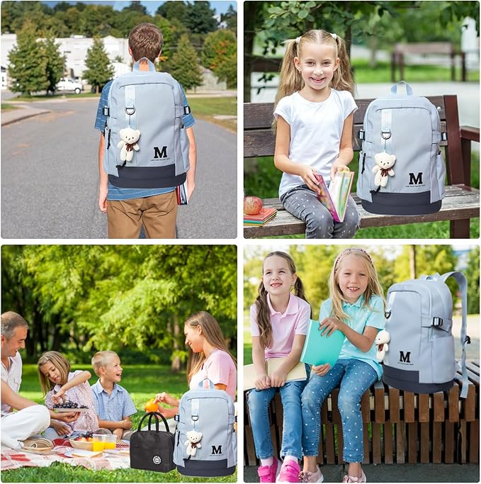 Boys and Girls Insulated Lunch Bag Set Backpack, Youth School Backpack, Children's Backpack, Laptop Backpack (blue)