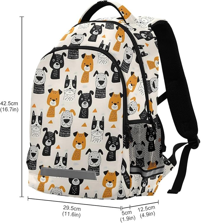 MNSRUU Laptop Backpack with Chest Strap, Cute Dogs School Backpack, Travel Hiking Backpack for Boys Girls Teen Adult, Rucksack, Knapsack