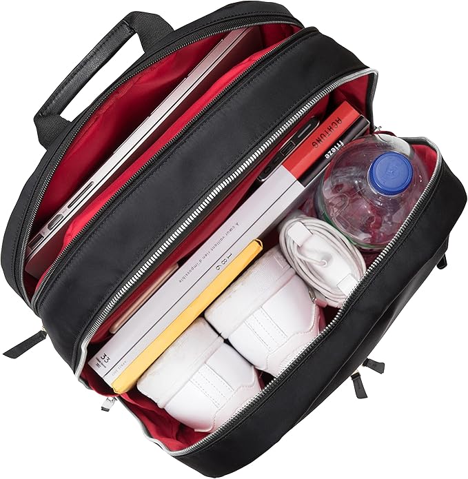 KNOMO Beaufort 15.6" Laptop Backpack Work Bag Purse Large Travel Rucksack with Silver Zip, Black