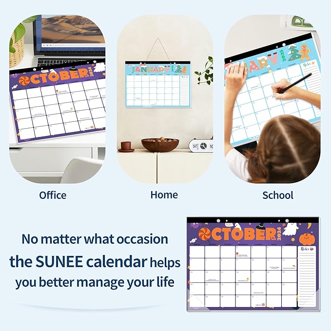SUNEE 2024-2025 Desk Pad Calendar 17x12, 18 Months, Jan 2024 - June 2025, Academic Desk Blotter Calendar, School Year Large Calendar for Teacher