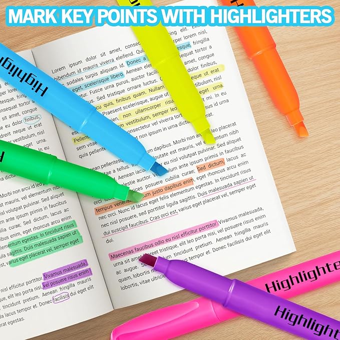 Highlighters, Chisel Tip Dry-Quickly Highlighter Markers, 150 Count-6 Assorted Colors Highlighters Bulk Pack for Adult Kids, Office Classroom Must Have, School Supplies for Teachers