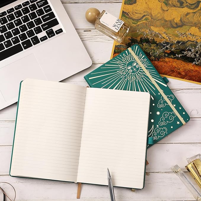 Frasukis Journaling Notebooks - Lined Journal with Thick Paper, 8.5" X 6.4", 144 Pages, Notebooks College Ruled, Banded with Exquisite Inner Pocket