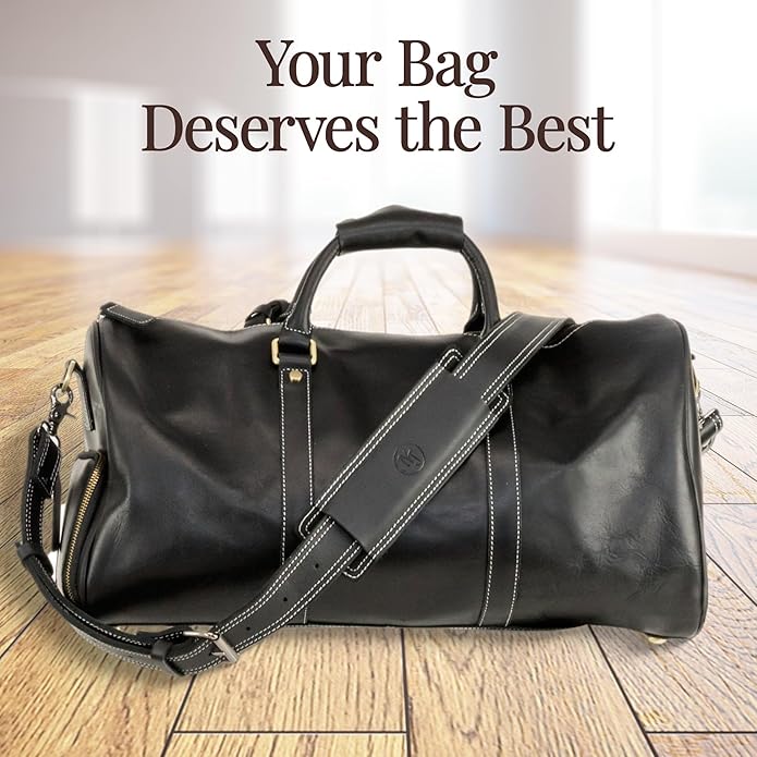 NJ Leatherworks Leather Bag Strap, Adjustable Replacement Shoulder Strap for Messenger, Duffel, Laptop, Camera Bags or Purses