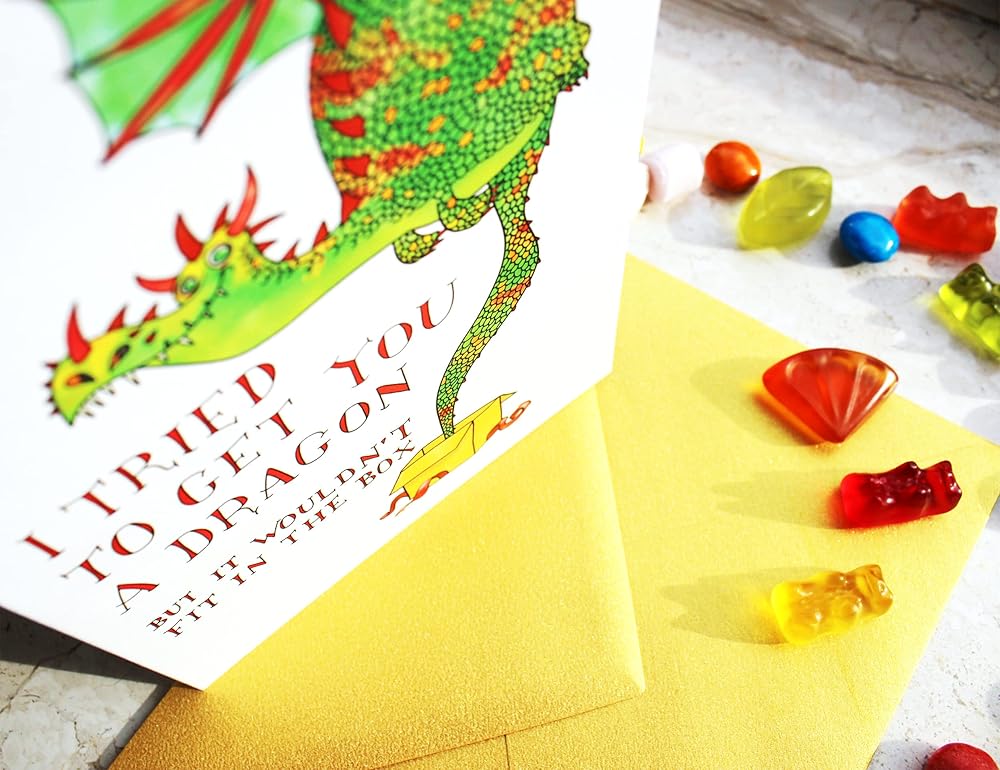 I Tried to Get You a Dragon Handmade Greeting Card, Fairy Tale Birthday, Funny Unique Dragon Magical Bday Gift for Boy, Girl, Fantasy Lover