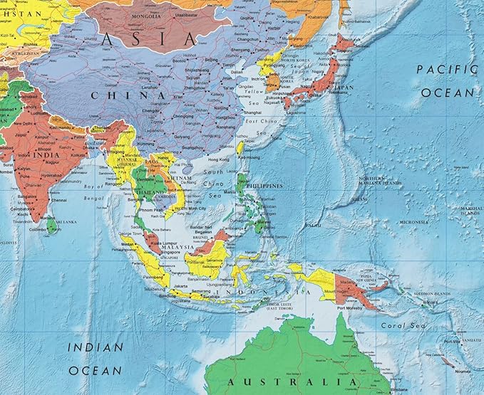 Swiftmaps World Premier Wall Map Poster Mural 24h x 36w