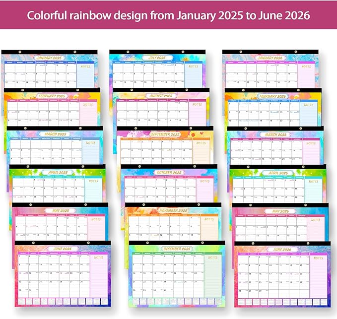 GuassLee Desk Calendar 2025-2026 - 18 Monthly Calendar from Jan. 2025 to Jun. 2026, 11"x17" Large Desktop Calendar with Thick Paper, Corner Protectors for Desk Home Office Easy Planning