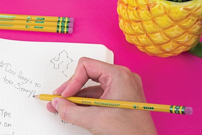 Ticonderoga Wood-Cased Pencils, Pre-Sharpened, 2 HB Soft, Yellow, 12 Count