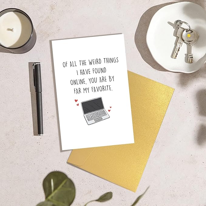 Funny Online Dating Love Card, Internet Dating Anniversary Card, Valentines Day Card for Him Her, 1 Year Anniversary Card for Online Lover