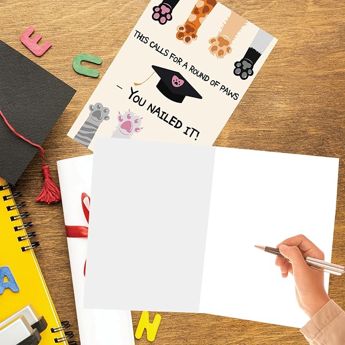 Graduation Congratulations Card – Round of Paws, You Nailed It! Graduation Gift for 2025, Good Luck Card, and Graduation Decorations