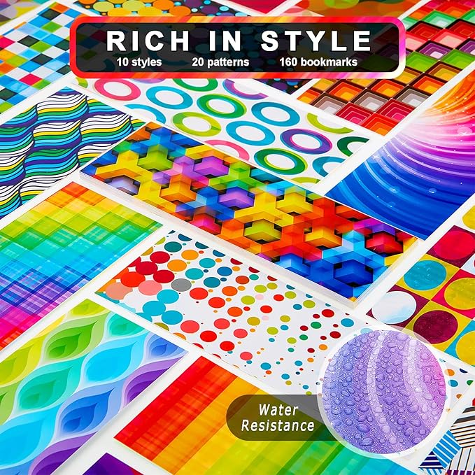 Kids Laminated Book Markers Optical Bookmarks Reading Bookmarks Creative Colored Bookmarks for Teacher Student Kids Classroom School Office Stationery Supply (160 Pieces)