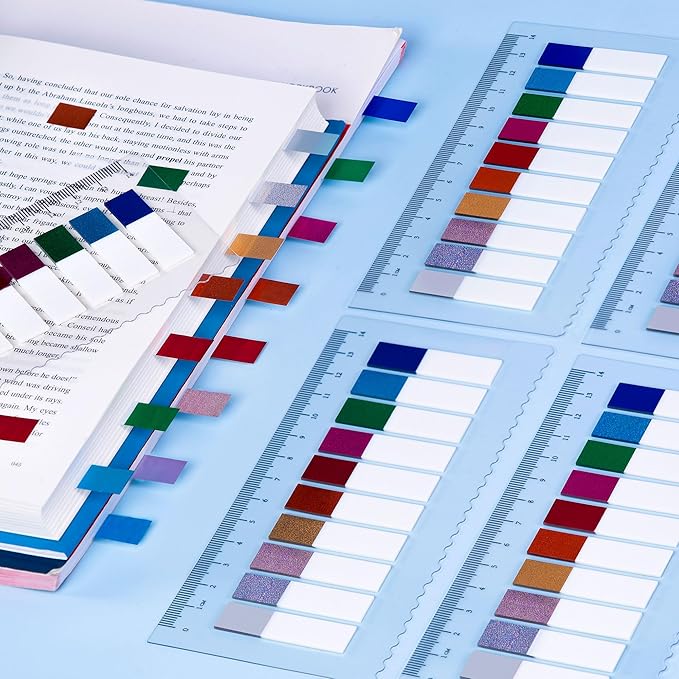 Golcellia 1000 Pieces Sticky Tabs Diamond Laser Page Markers, Transparent Sticky Note Tabs Colored Writable and Repositionable Index Tabs, Tabs for Annotating Books