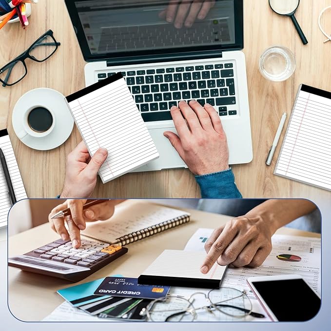 5" x 8" Note Pads 4 Pack of Legal Pads 21lb Notepad College Ruled Legal Pad 30 Sheets Perforated Small Writing Pads Double-Side Printed Pad of Paper for School, College, Office