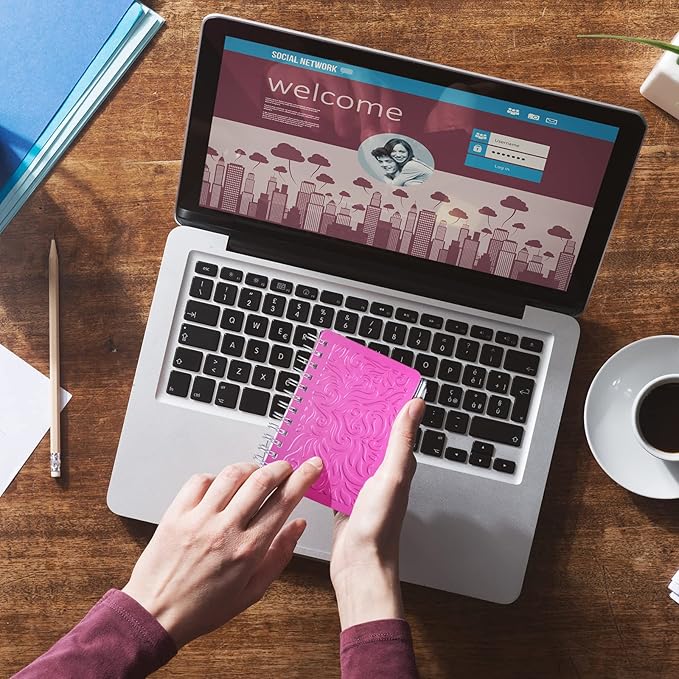 Zonon 2 Pcs Mini Password Book with Alphabetical Tabs Metal Password Keeper Book Portable Organizer Elegant Mandala Pattern Notebook with Pen, Spiral Bound for Information(Blue, Rose Red)