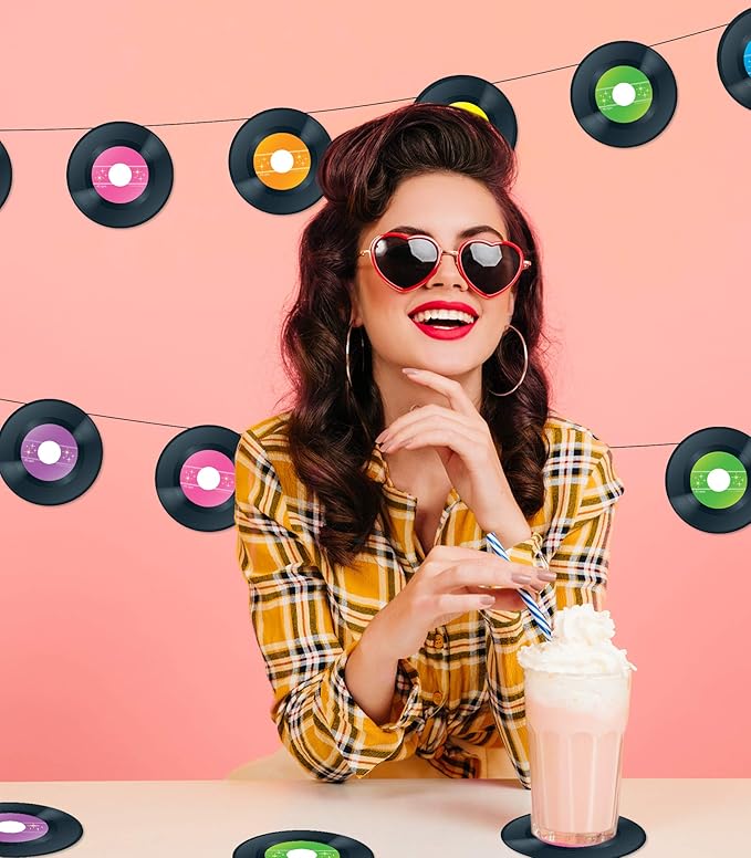 Carson Dellosa 45-Piece Colorful Vinyl Records Bulletin Board Cutouts, Colorful Vinyl Records Cut outs for Bulletin Board, Paper Records, Music Classroom Décor, Record Party Decorations