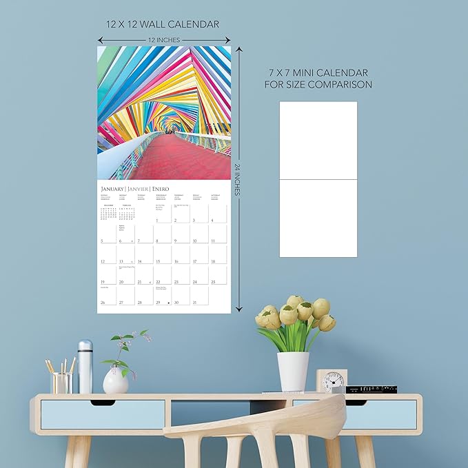 Graphique 2025 A Colorful World Wall Calendar | 12” x 12” | Thick Paper | Home & Office Organizer | Large Monthly Grid | 3 Languages & Marked Holidays | 4 Month Preview Page for 2026