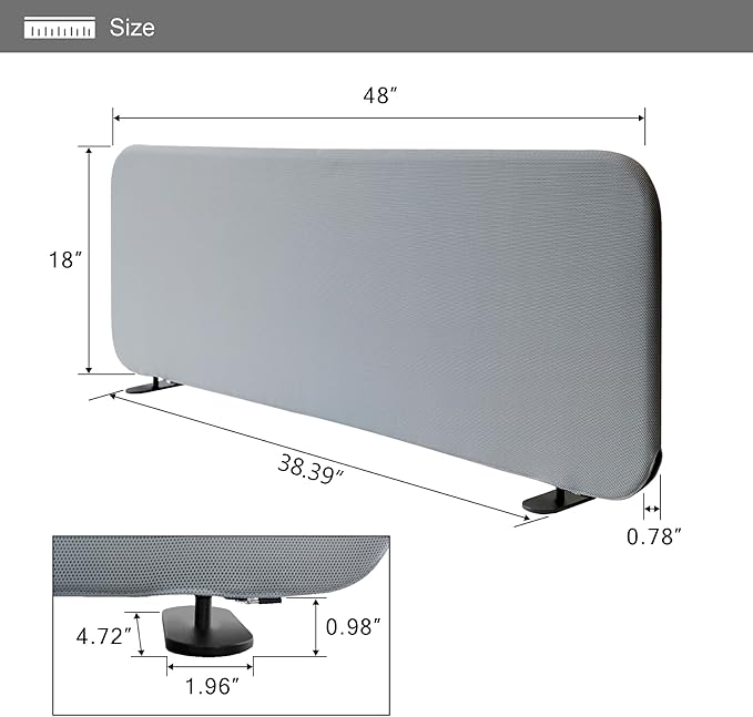 Desk Dividers, Portable Table Partition Screen Panel for Office, Workspace, Classroom, Student, Freestanding, Scratch Resiatance, 48"x18", Steel