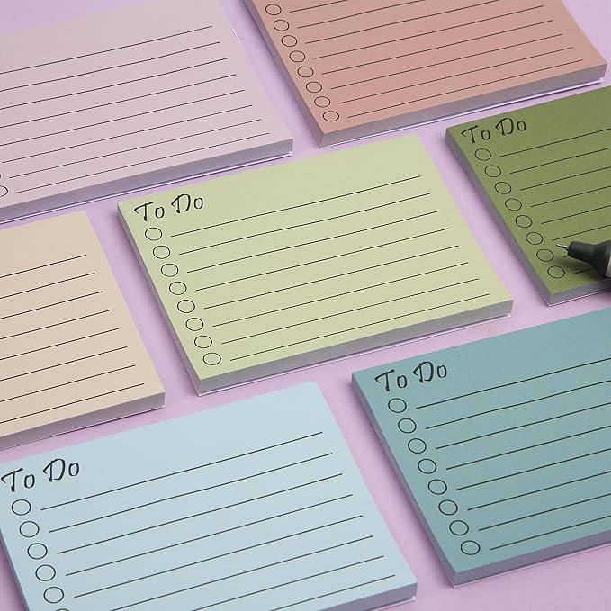 Mr. Pen- to Do List Sticky Notes, 3"x4", 9Pads, 450 Sheets, Earth Pastel Colors, to Do List Notepad, Lined Sticky Notes, to Do List Planner, Daily to Do List Notepad, to Do Notepad, Todo List Notepad
