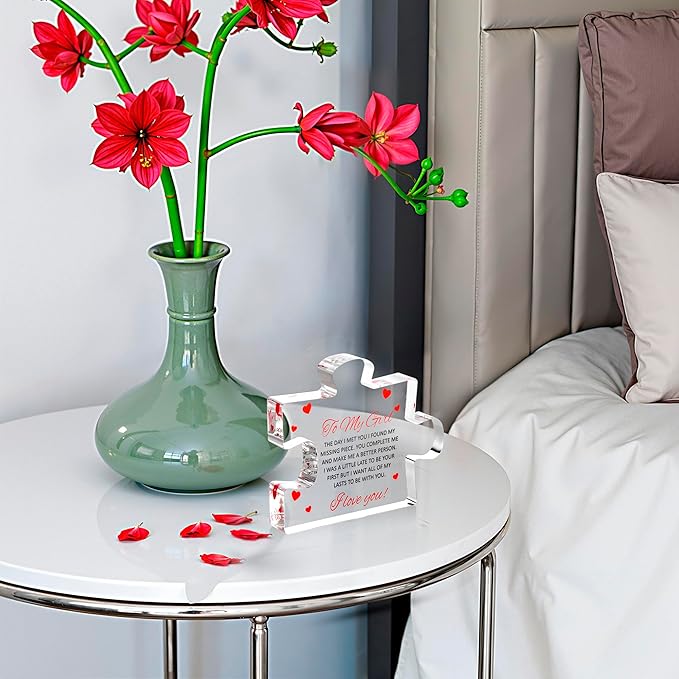 Romantic Gifts for Girlfriend - to My Girl Sentimental Gifts for Women - Engraved Acrylic Block Puzzle - Valentine's Day Gifts for Her for Her - Fiance Birthday Gifts for Women