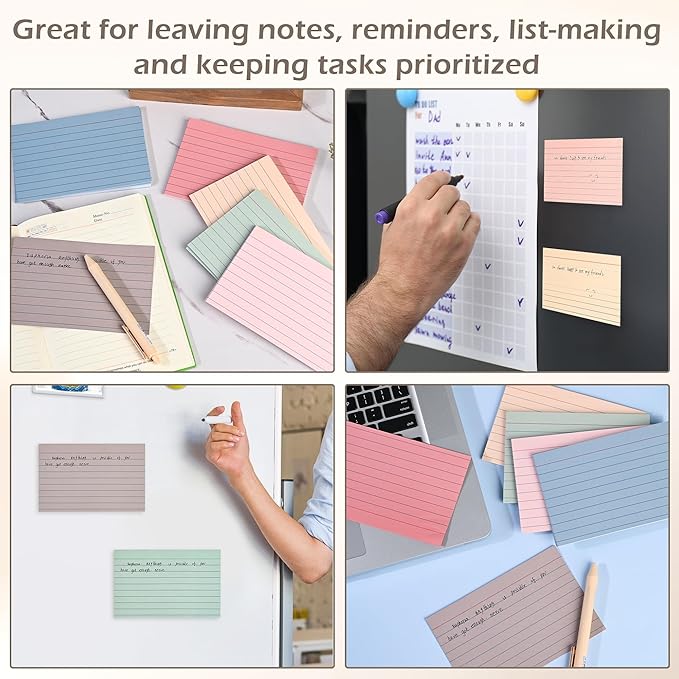 Index Cards 4x6 Ruled Line Flashcards,156 Pcs Flash Cards Study Cards in Vintage Colors,Lined Ruled Notecards for Home, School Learning, Note Taking and Studying-Aesthetic Color