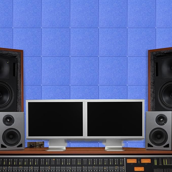 DOLLAR BOSS Large Cork Board for Wall 48" x 36" x 0.5" Bulletin Board 12 Packs Black Cork Board Tiles Self Adhesive Felt Wall Tiles with Pushpins, Corkboard for Office Pin Board Tack Board, Blue