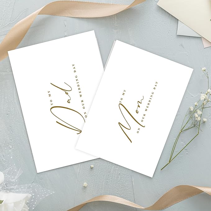 LADY&HOME Set of 2 Wedding Day Cards to Dad and Mom,To My Dad and Mom on My Wedding Day Card (C2:Dad & Mom)